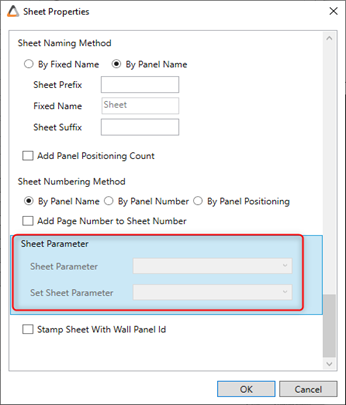 Shop drawings sheet parameter option