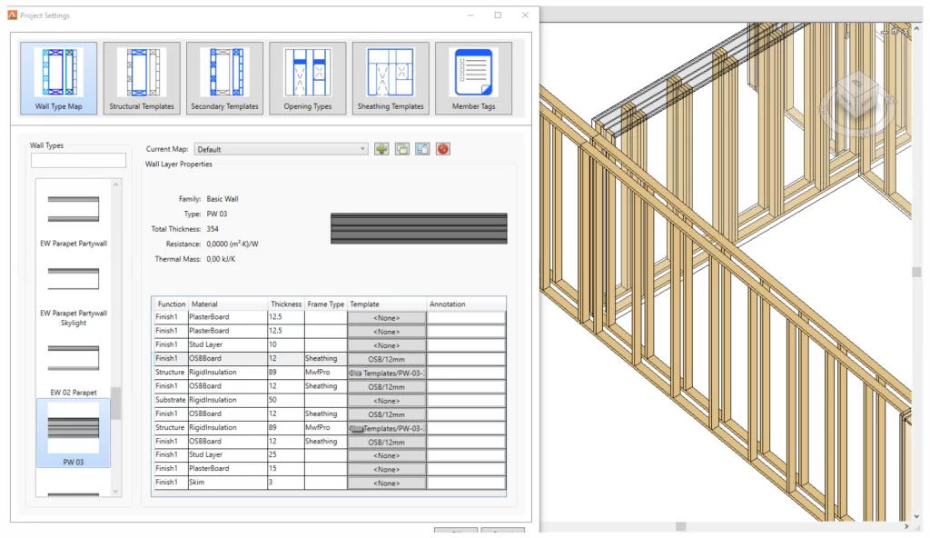 MWF Pro Wood Framing software interface