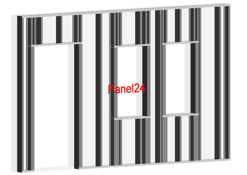Wall panel designed in Revit framing software MWF
