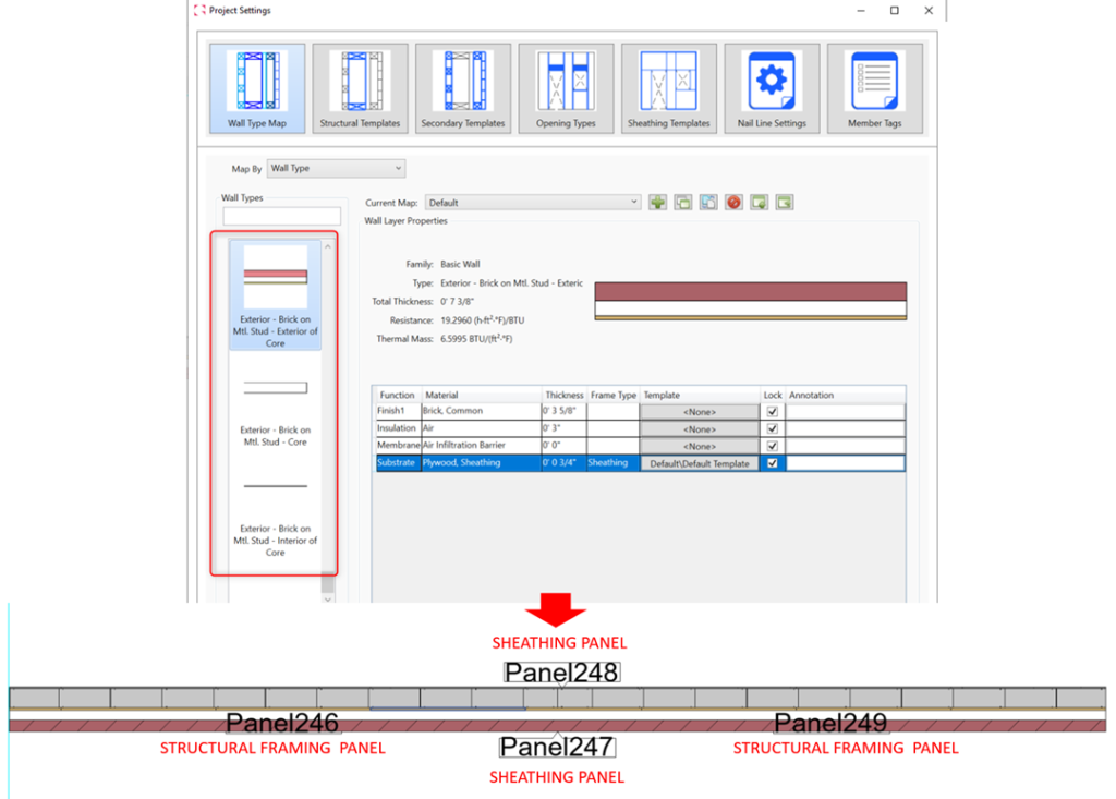 MWF Framing Software interface displaying Independent sheathing menu