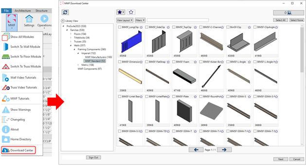 Revit framing software with families stored in cloud 