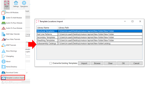 Strucsoft software menu depicting the ability to download content from user defined locations